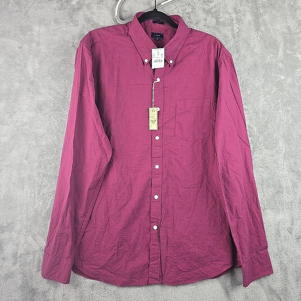 J.CREW Slim Dress Shirt Mens XL Purple Button Down Long Sleeve Check NWT
